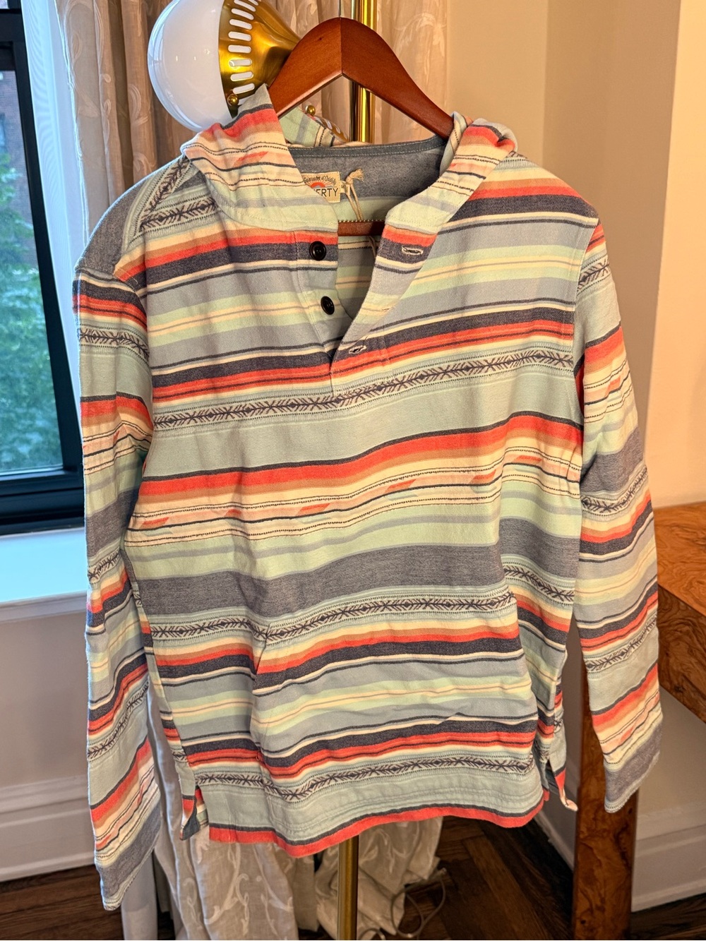 Faherty Light Blue & Mint Striped Hoodie